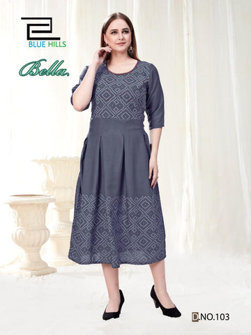 Blue Hills Presents Bella Vol 1 Rayon Fancy Designer Kurtis Collection