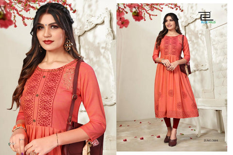 Blue Hills Launched Trend Vol 3 Heavy Rayon Stylish Designer Kurtis Collection