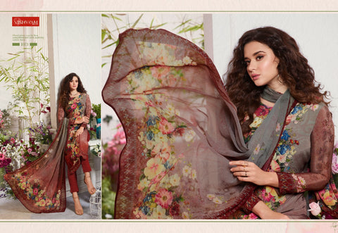 Vishwam Fabric Launched Cafe Lette Vol 7 Crapes Fancy Designer Salwar Suits