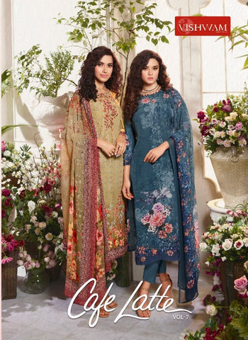 Vishwam Fabric Launched Cafe Lette Vol 7 Crapes Fancy Designer Salwar Suits