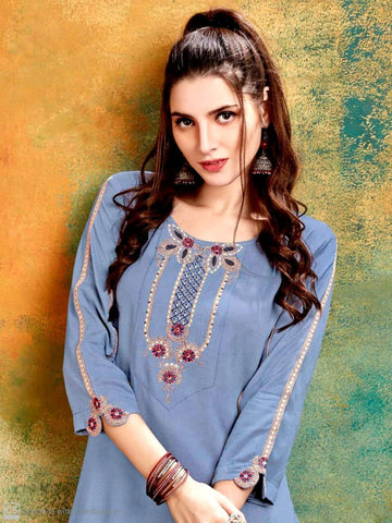 Channel 9 Presents Polite Rayon Embroidery Work Fancy Designer Kurtis