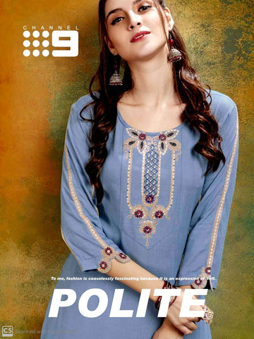 Channel 9 Presents Polite Rayon Embroidery Work Fancy Designer Kurtis