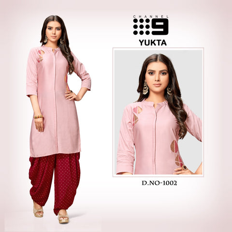 Channel 9 Presents Yukta Jam Satin Embroidery Work Patiyala Type Fancy Designer Kurtis
