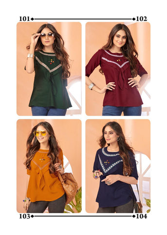 Festival Special Launched Daisy Vo 1 Embroidery Work Rayon Designer Kurtis Collection