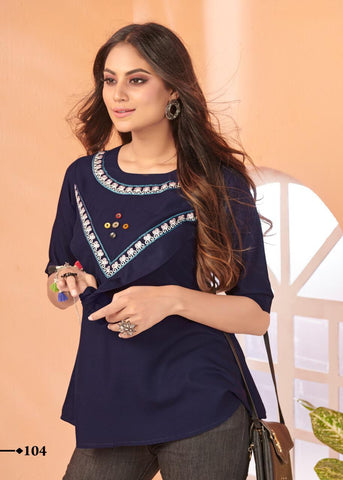 Festival Special Launched Daisy Vo 1 Embroidery Work Rayon Designer Kurtis Collection