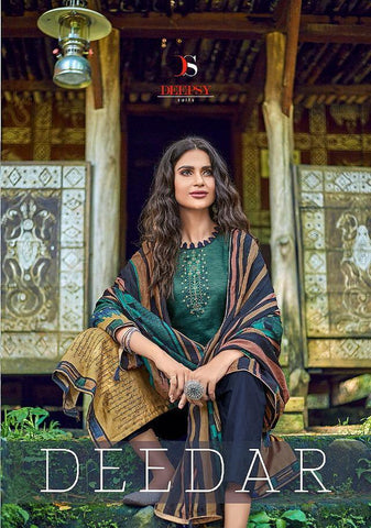 DEEPSY SUIT DEEDAR JAM COTTON SUIT WITH EMBROIDERY & MAL MAL DUPATTA