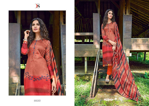 DEEPSY SUIT DEEDAR JAM COTTON SUIT WITH EMBROIDERY & MAL MAL DUPATTA
