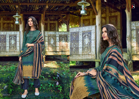 DEEPSY SUIT DEEDAR JAM COTTON SUIT WITH EMBROIDERY & MAL MAL DUPATTA