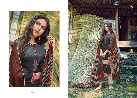 DEEPSY SUIT DEEDAR JAM COTTON SUIT WITH EMBROIDERY & MAL MAL DUPATTA