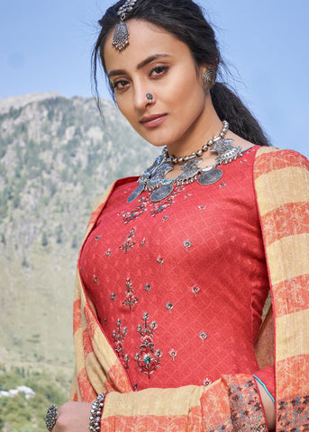 Deepsy Suit Presents Queeni Pashmina Printed Embroidery Work Fancy Designer Salwar Kameez