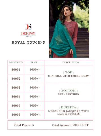 Deepsy Suit Presents Royal Touch Vol 3 Mini Silk Embroidery Work Salwar Suits
