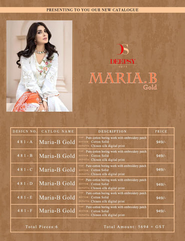 Deepsy Suits Maira B Gold Embroidery Cotton Pakistani Work Suits