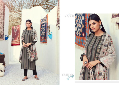 Sarg Presents Earthy Delight Viscose Printed Embroidery Work Fancy Designer Salwar Suits