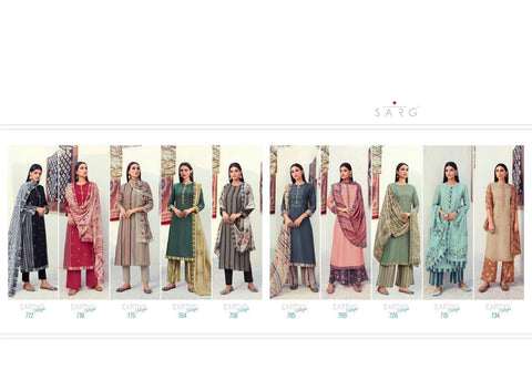 Sarg Presents Earthy Delight Viscose Printed Embroidery Work Fancy Designer Salwar Suits
