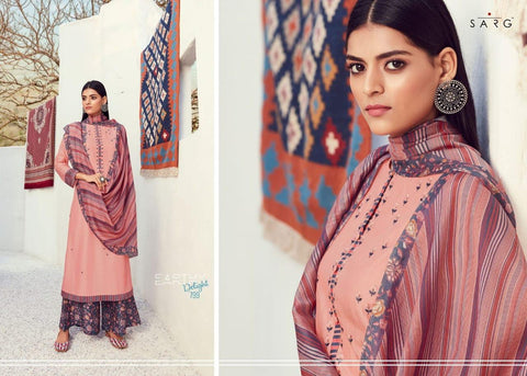 Sarg Presents Earthy Delight Viscose Printed Embroidery Work Fancy Designer Salwar Suits