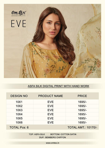 OMTEX EVE ASFA SILK DIGITAL PRINT DRESS MATERIAL WITH HANDWORK