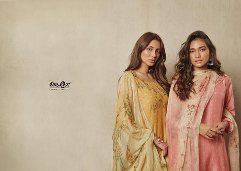 OMTEX EVE ASFA SILK DIGITAL PRINT DRESS MATERIAL WITH HANDWORK