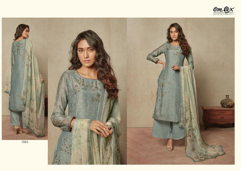 OMTEX EVE ASFA SILK DIGITAL PRINT DRESS MATERIAL WITH HANDWORK