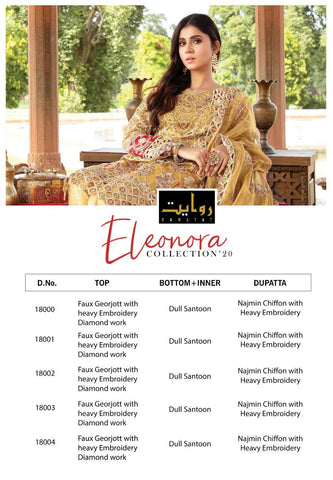 Rawayat Presents Eleonora Chiffon 2020 Georgette Pakistani Salwar Suits