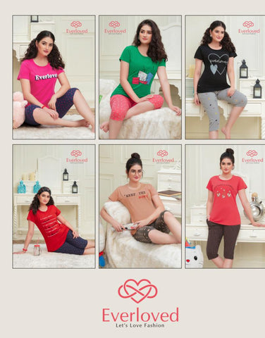 Everloved Night Suit Cotton Hosiery T-shirt With Pant Sets