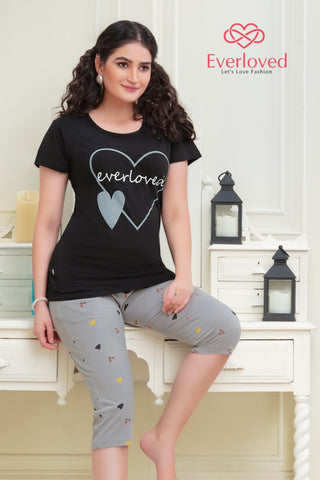 Everloved Night Suit Cotton Hosiery T-shirt With Pant Sets