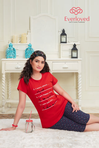 Everloved Night Suit Cotton Hosiery T-shirt With Pant Sets