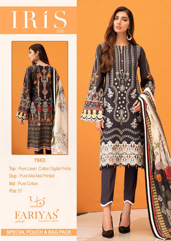 FARIYAS LUXURY LAWN IRIS PURE LAWN COTTON FABRIC PAKISTANI SUIT