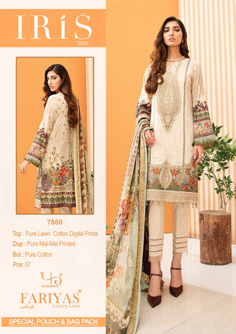 FARIYAS LUXURY LAWN IRIS PURE LAWN COTTON FABRIC PAKISTANI SUIT