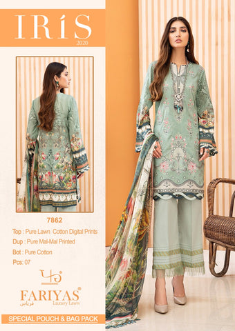 FARIYAS LUXURY LAWN IRIS PURE LAWN COTTON FABRIC PAKISTANI SUIT
