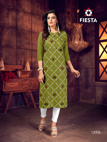 Fiesta Launched Indian Culture Work Embroidered New Style Kurti Collection