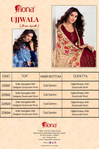 Fiona Presents Ujjwala Satin Georgette Fancy Designer Salwar Kameez