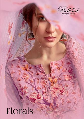 BELLIZA DESIGNER STUDIO FLORALS VOL.2 PREMIUM COTTON DRESS MATERIAL
