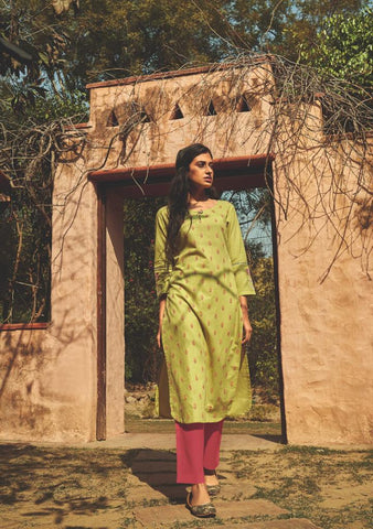 Four Button Launched Platinum Pure Cotton Casual Wear Kurtis Collection And Pants