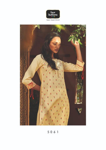 Four Button Launched Platinum Pure Cotton Casual Wear Kurtis Collection And Pants