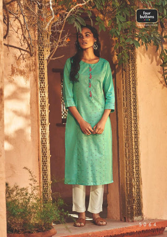 Four Button Launched Platinum Pure Cotton Casual Wear Kurtis Collection And Pants
