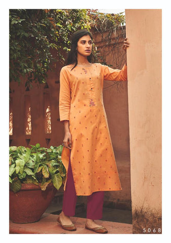 Four Button Launched Platinum Pure Cotton Casual Wear Kurtis Collection And Pants