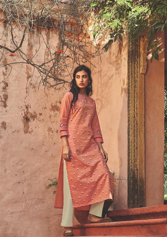 Four Button Launched Platinum Pure Cotton Casual Wear Kurtis Collection And Pants
