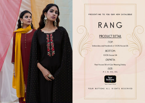 Four Button Launched Rang Viscose Silk Embroidery Work Fancy Designer Kurtis Collection