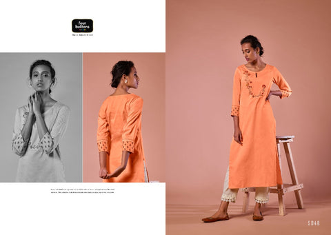 Four Buttona Presents Colors Vol 7 Cotton Fancy Designer Kurtis Collections