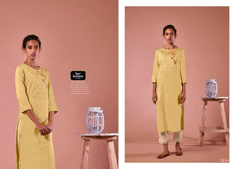 Four Buttona Presents Colors Vol 7 Cotton Fancy Designer Kurtis Collections