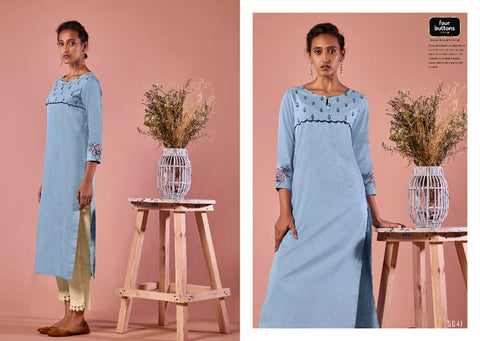 Four Buttona Presents Colors Vol 7 Cotton Fancy Designer Kurtis Collections