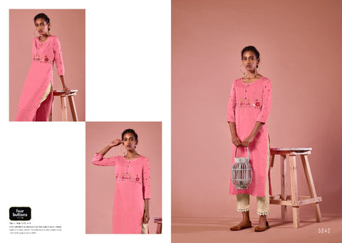 Four Buttona Presents Colors Vol 7 Cotton Fancy Designer Kurtis Collections