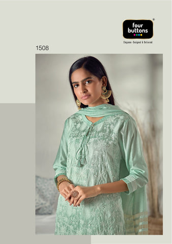 Four Buttons Launched Pearl Viscose Chanderi Fancy Designer Kurtis Collection