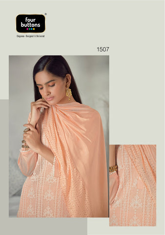 Four Buttons Launched Pearl Viscose Chanderi Fancy Designer Kurtis Collection