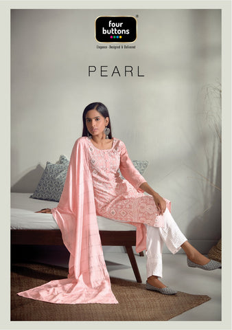 Four Buttons Launched Pearl Viscose Chanderi Fancy Designer Kurtis Collection