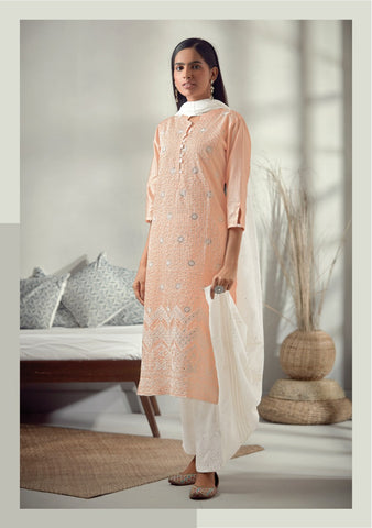 Four Buttons Launched Pearl Viscose Chanderi Fancy Designer Kurtis Collection