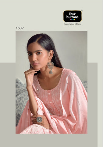 Four Buttons Launched Pearl Viscose Chanderi Fancy Designer Kurtis Collection