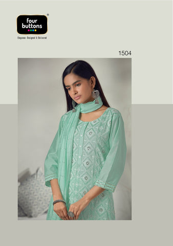 Four Buttons Launched Pearl Viscose Chanderi Fancy Designer Kurtis Collection