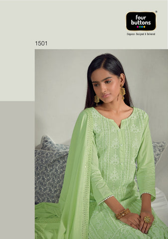 Four Buttons Launched Pearl Viscose Chanderi Fancy Designer Kurtis Collection