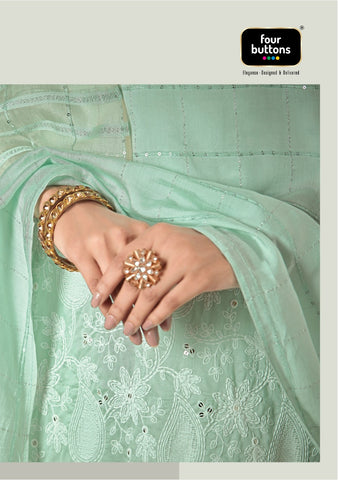 Four Buttons Launched Pearl Viscose Chanderi Fancy Designer Kurtis Collection